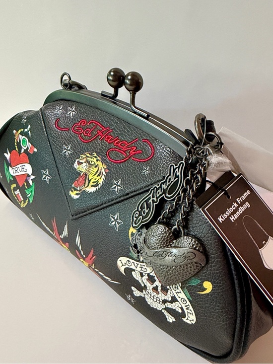 Ed Hardy Handbags - 💕 Hello Gorgeous! Ed Hardy Kiss Lock Embossed Tiger Heart Skeleton-NWT